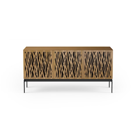 Contemporary 3-Door Storage Console with Wheat Pattern