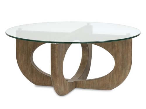 Contemporary Round Cocktail Table with Glass Top
