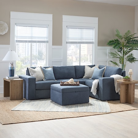 4-Seat Sectional Sofa and Storage Ottoman