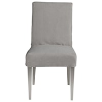 Jett Faux Slip-Cover Side Chair with Stainless Steel Legs