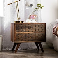 Mid-Century Modern Side Table with Storage Drawers