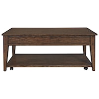 Casual Lift-Top Cocktail Table - Rustic Brown Oak