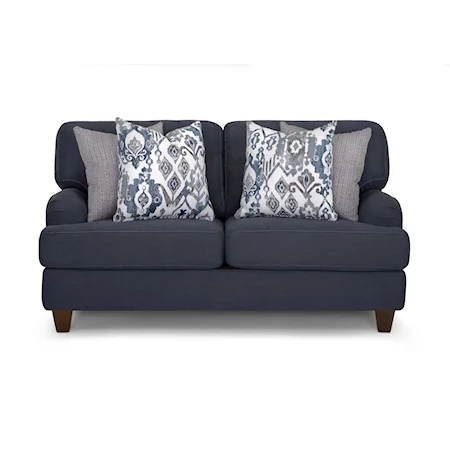 Contemporary Loveseat with Exposed Wood Legs