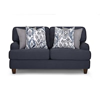 Contemporary Loveseat with Exposed Wood Legs