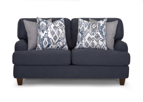 Contemporary Loveseat with Exposed Wood Legs