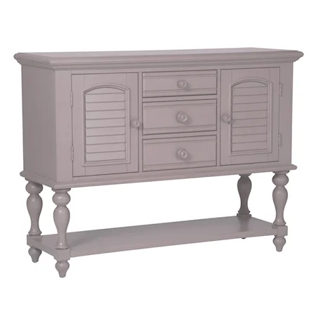 Transitional 3-Drawer Server with Felt Lined Silverware Storage
