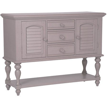 Transitional 3-Drawer Server with Felt Lined Silverware Storage