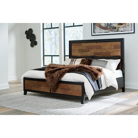 Queen Panel Storage Bed