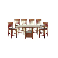 Casual Counter Table Set with 6 Stools