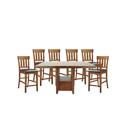 Counter Table Set with 6 Stools