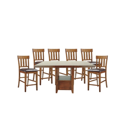 Casual Counter Table Set with 6 Stools