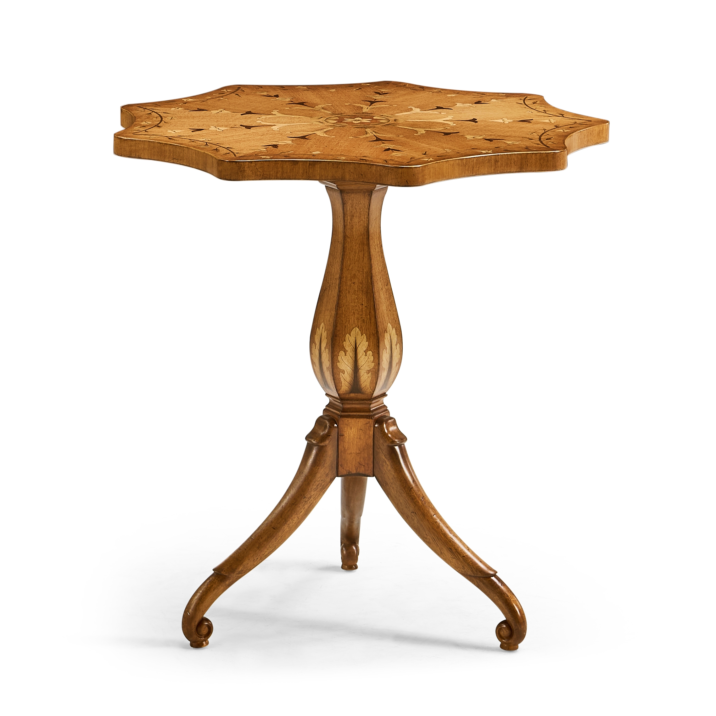 Finely Inlaid Lamp Table with Nine Sided Top