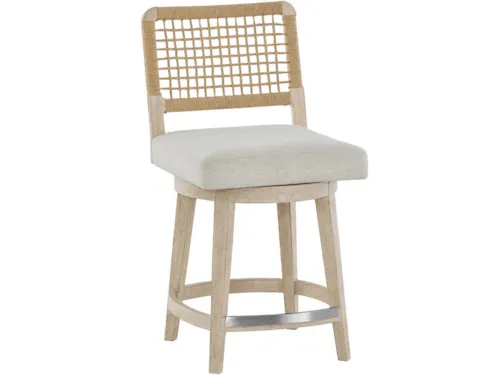 Coastal Swivel Counter Stool with Upholstered Seat