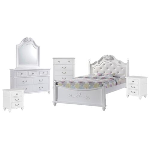 5pc Full Panel Bed, Dresser, Mirror & 2 Nightstands 