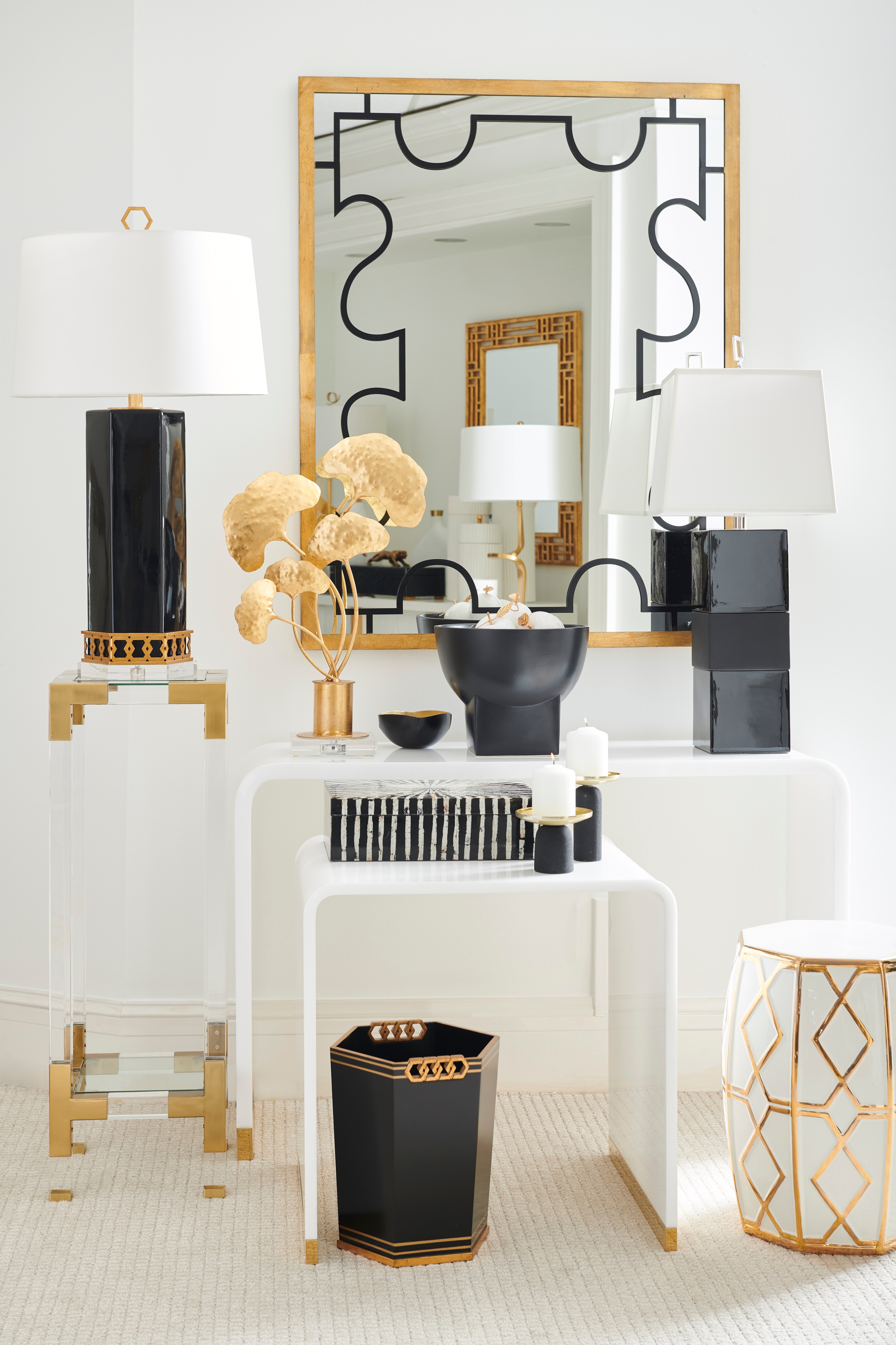 Chelsea House Shayla Copas Andreu Garden Stool - White/Gold