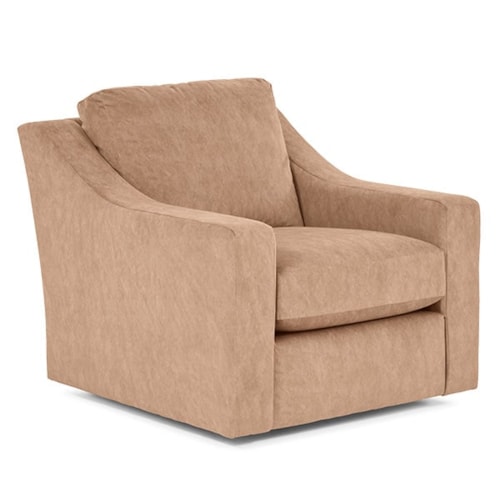 Transitional Swivel Club Chair with Sloped Arms
