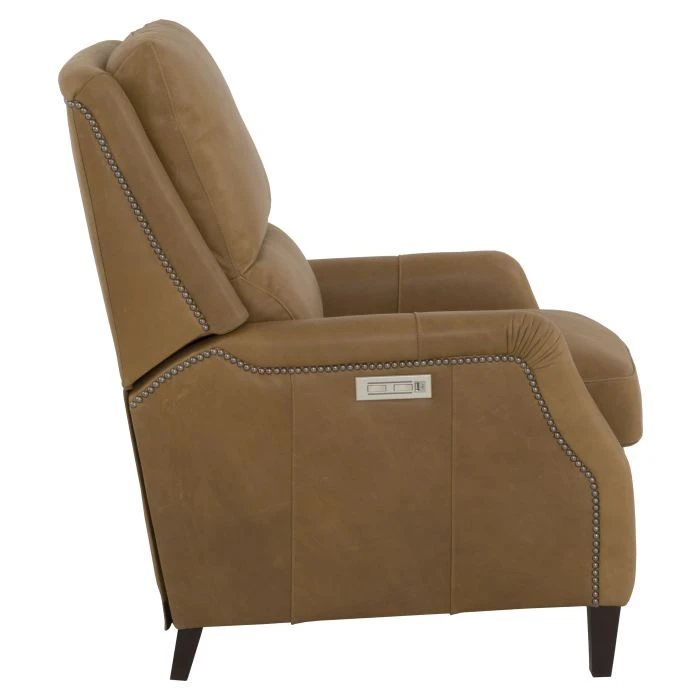 Leather Power Recliner w/Nailhead Trim