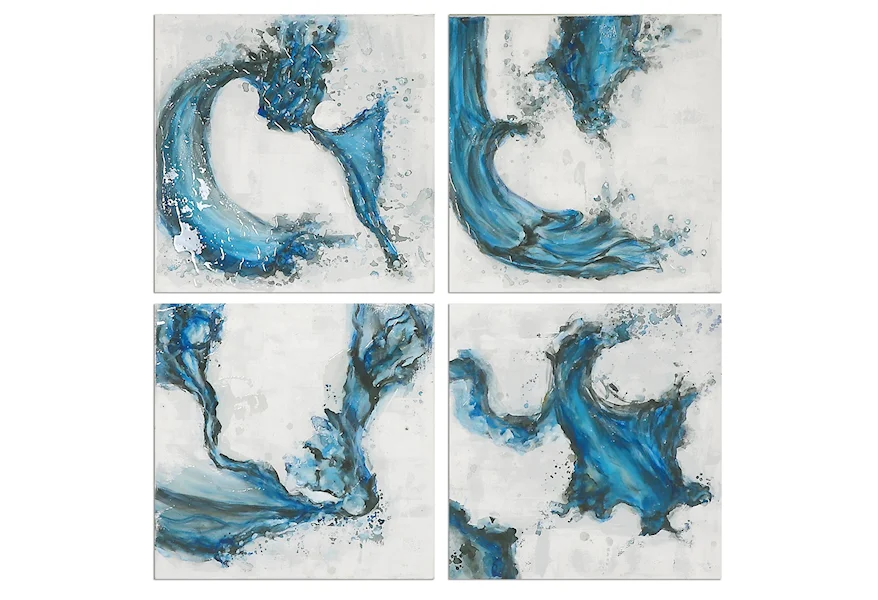 Art Swirls In Blue Abstract Art, S/4 by Uttermost at Janeen's Furniture Gallery