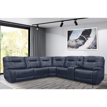 Contemporary Power Reclining Sectional with Power Headrests