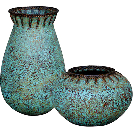 Bisbee Turquoise Vases S/2