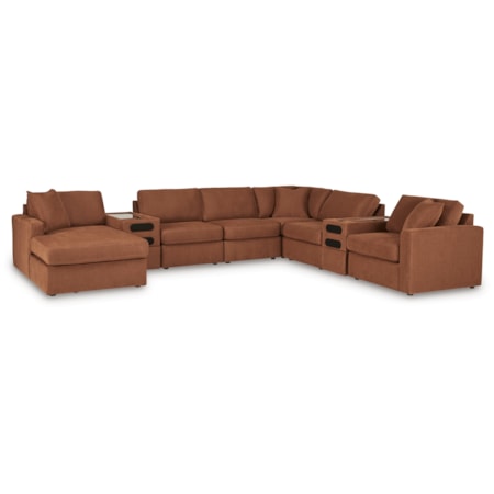 8Pc Sectional With Chaise And Audio Consoles