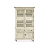 Transitional Farmhouse Dining Cabinet with LED Lighting
