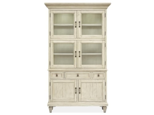 Transitional Farmhouse Dining Cabinet with LED Lighting