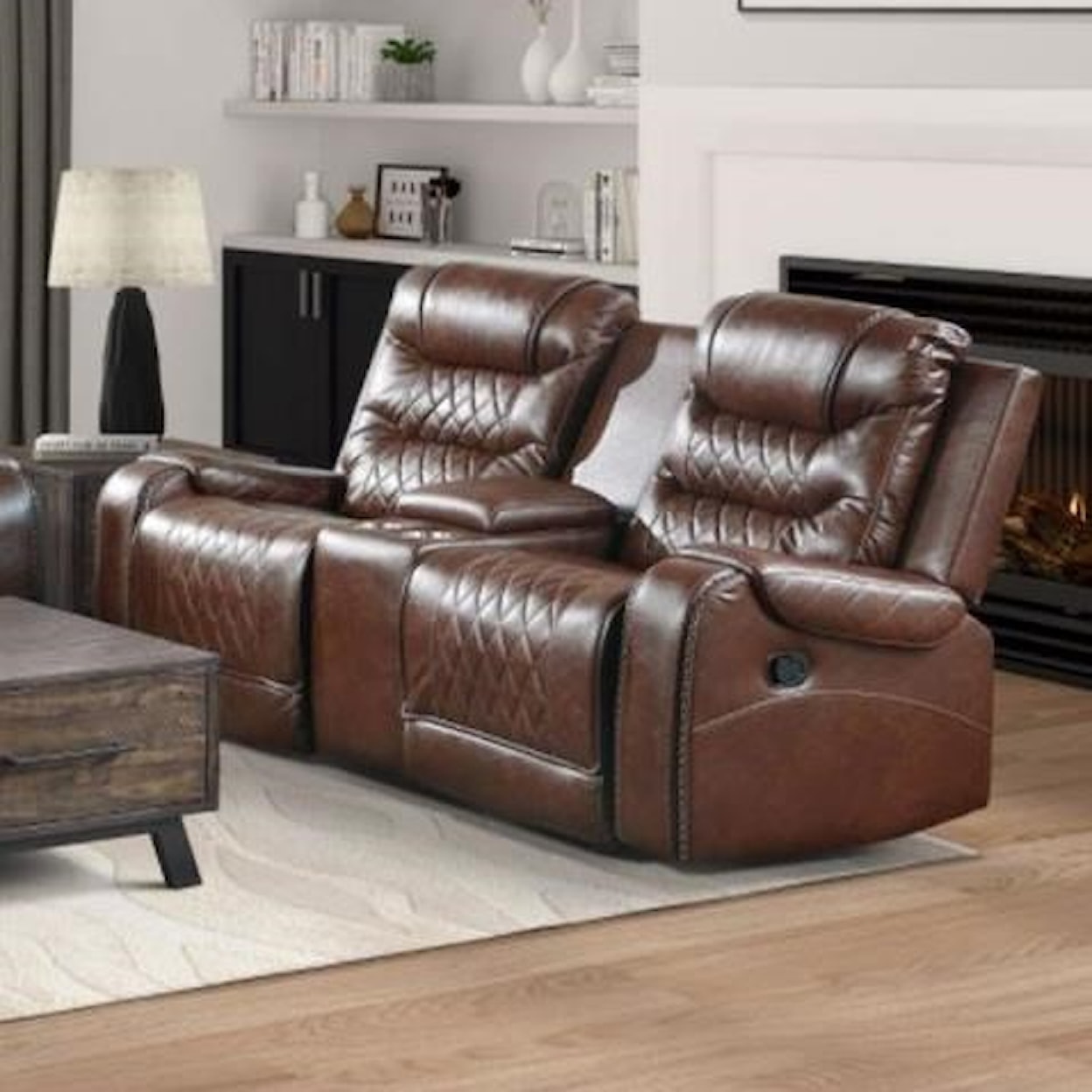 Homelegance Furniture Putnam Double Glider Reclining Loveseat