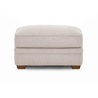 Transitional Rectangular Chair Ottoman with Block Legs