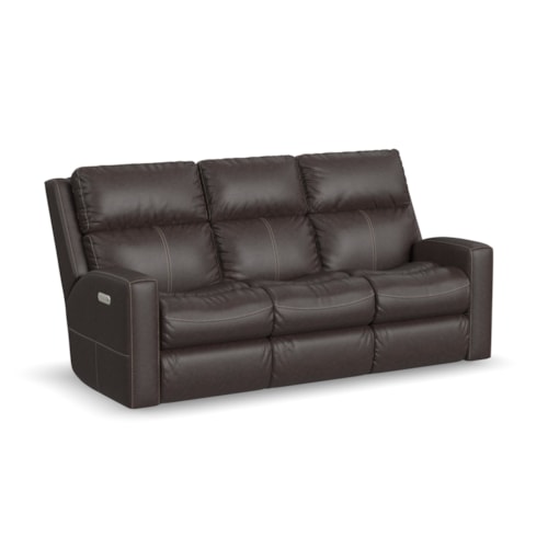 Contemporary Power Reclining Sofa with Power Headrests & Lumbar
