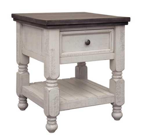 Farmhouse 1-Drawer End Table with Slatted Shelf