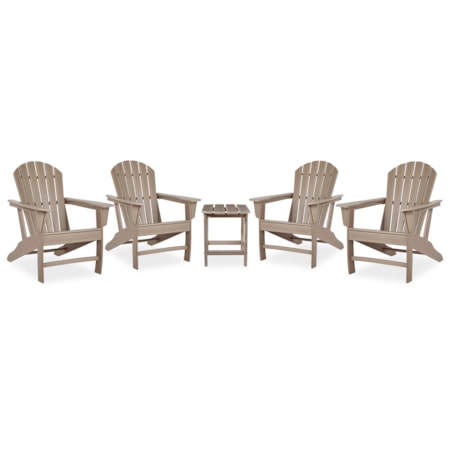4 Adirondack Chairs And Outdoor End Table