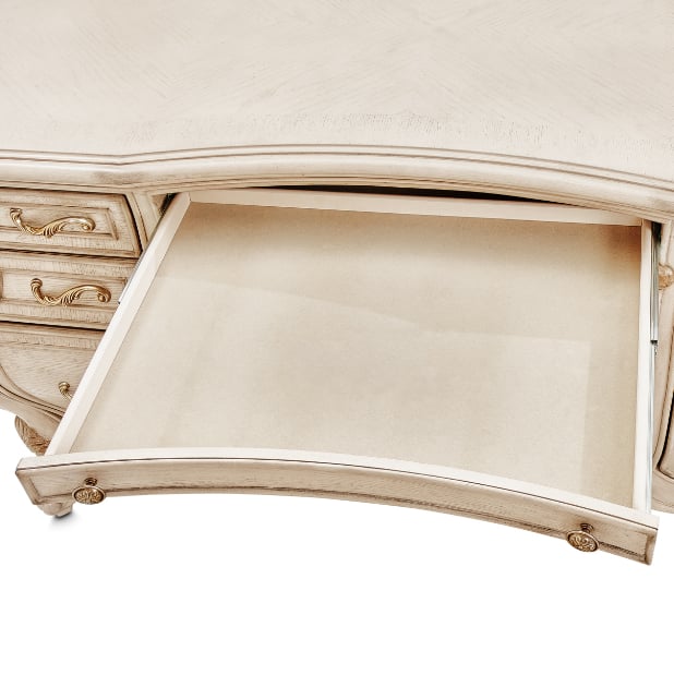 Michael Amini Platine de Royale 7-Drawer Vanity Desk and Mirror