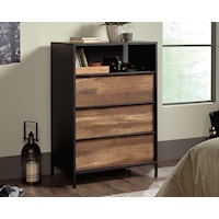 Industrial 3-Drawer Chest with Open Shelf
