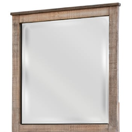 Dresser Mirror with Natural Wooden Trim