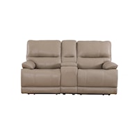 Casual Leather Power Reclining Loveseat with Pillow Arms