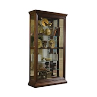 Traditional Two-Way Sliding Door Curio Cabinet  with Mirrored Back