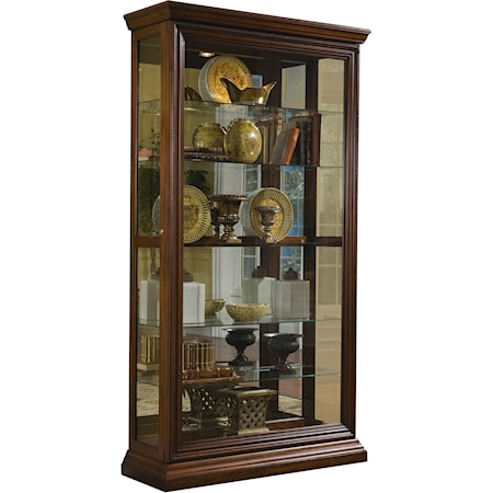 Traditional Two-Way Sliding Door Curio Cabinet  with Mirrored Back