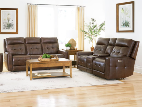 Contemporary Power Reclining Sofa and Loveseat Set