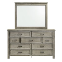 Transitional Dresser and Mirror Set