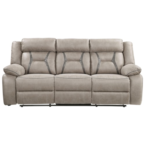 Casual Manual Recliner Sofa w/Drop Down Center & Power Strip