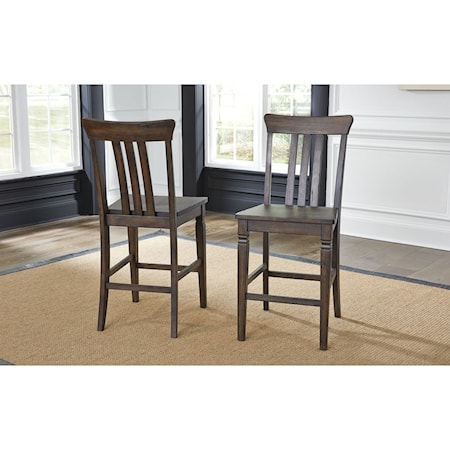 Transitional Slatback Counter Height Stool