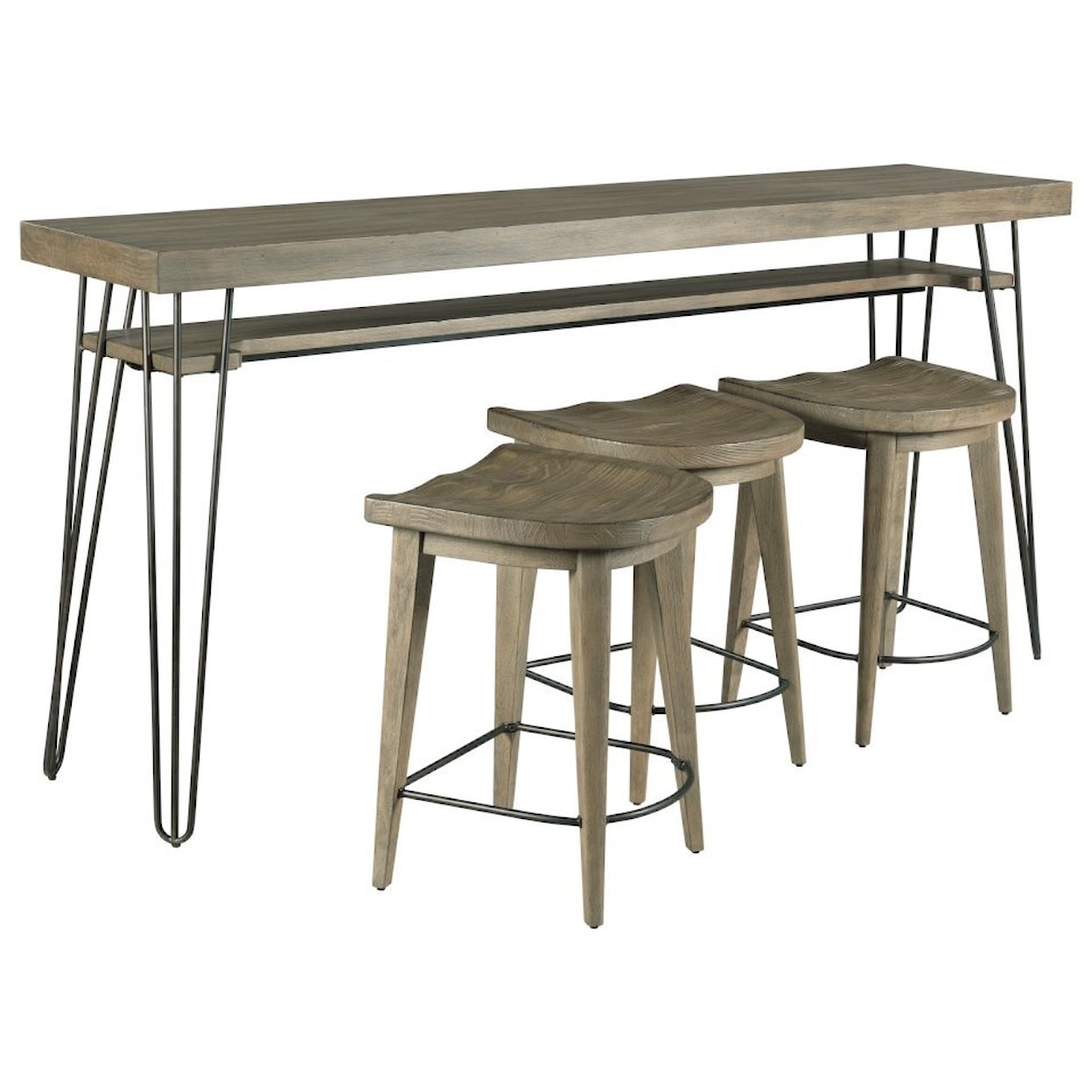 Hammary Sanbern Bar Console w/ 3 Stools