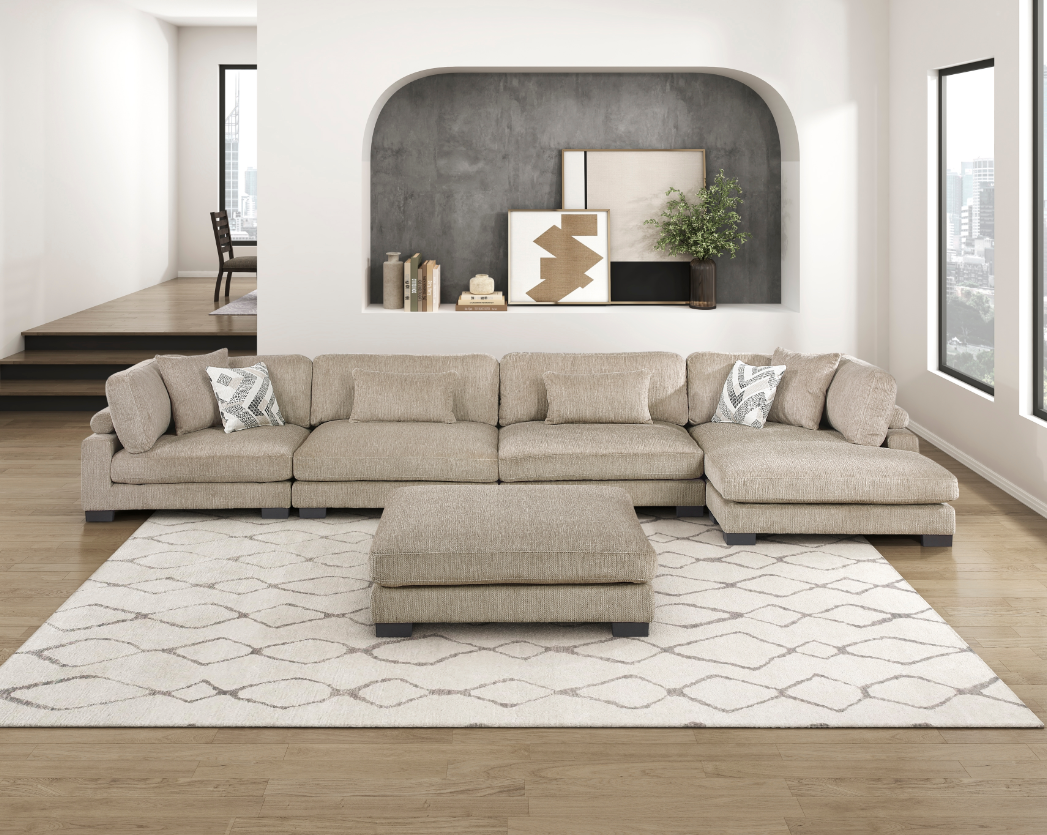 Homelegance Tinley 5-Piece Sectional Sofa with Ottoman