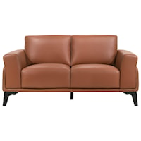 Contemporary Loveseat with Exposed Wood Legs