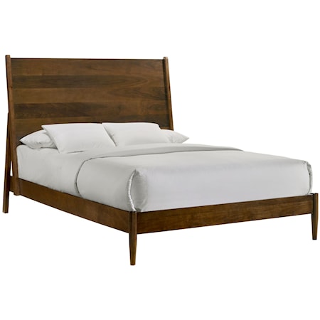 Mid-Century Modern Queen Panel Bed