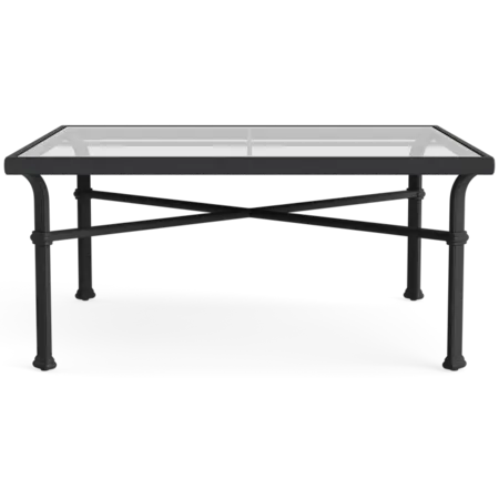 44" Square Glass-Top Chat Table w/X-Trestle