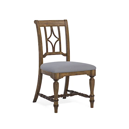 Relaxed Vintage Dining Side Chair with Upholstered Seat
