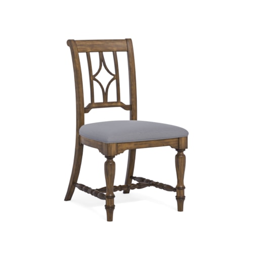 Relaxed Vintage Dining Side Chair with Upholstered Seat