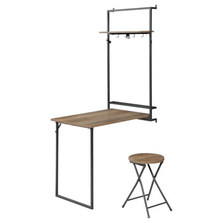 Riley Foldableboard Wall Desk w/ Stool